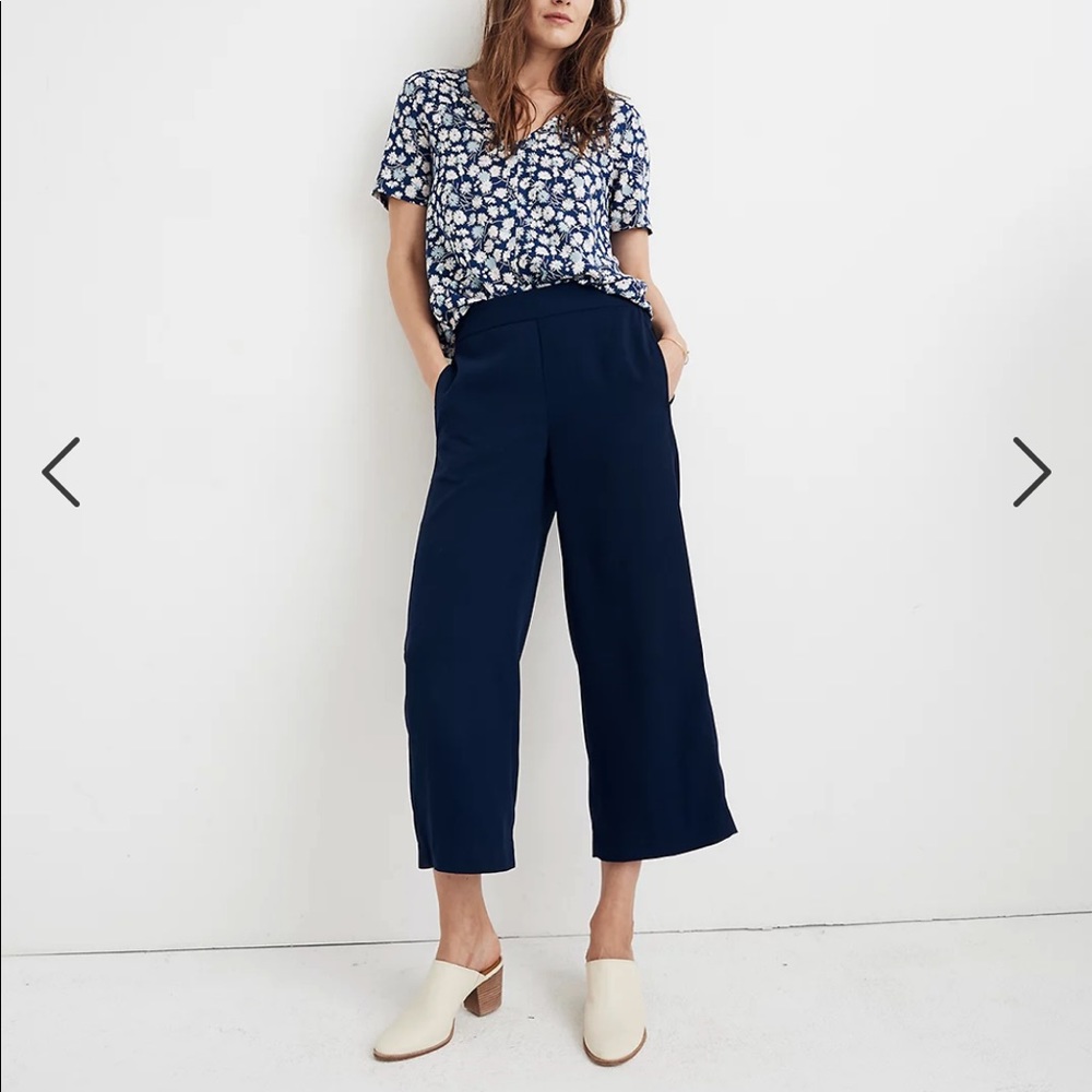 Madewell Huston Pull-On Navy Wide Leg Crop Pants